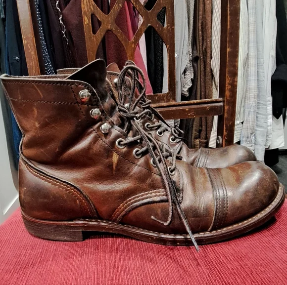 Red Wing Shoes Brown Boots with Lace-Up Design and Sturdy Sole - Picture 1 of 6